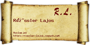 Rössler Lajos névjegykártya